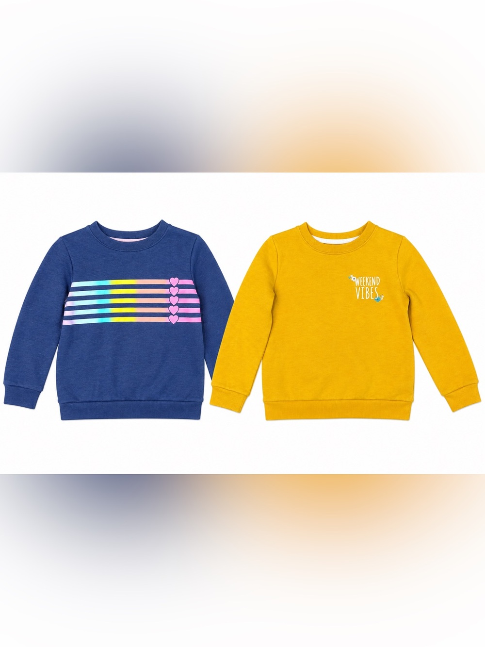 Cat & Jack Girls Sweatshirt Bundle Size S 6/6X Rainbow Hearts Weekend Vibes